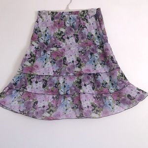 Floral three layers skirt. Fully lined, size PS.